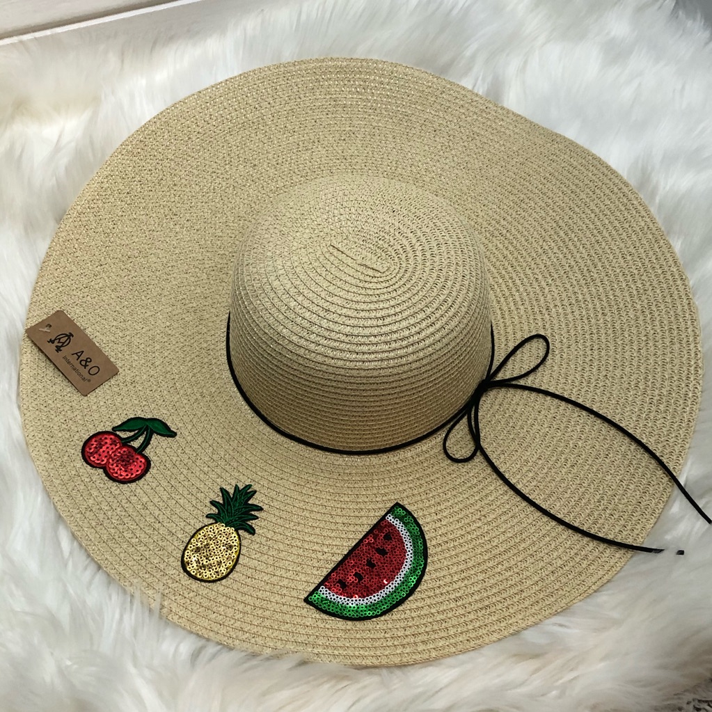 Straw Sequin Patch Beach Hat